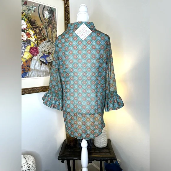 Gretchen Scott Priss Blouse-Sundial Olive Large - Picture 7 of 11